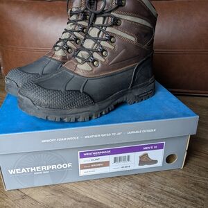 Weatherproof Men's Black and Brown Snow Boots